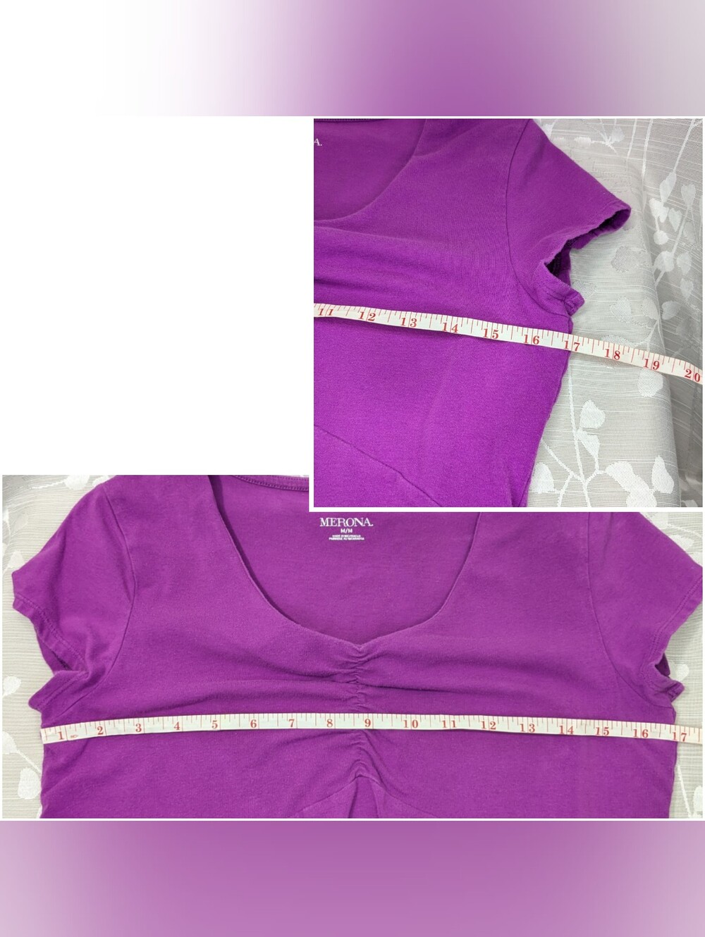 Merona Purple Scoop Neck Short Sleeve Top, Women's Medium - Picture 3 of 6